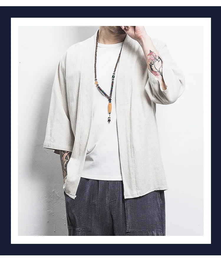 Man Sleeve Shirt Kimono traditional Cardigan vintage Hanfu Shirt 