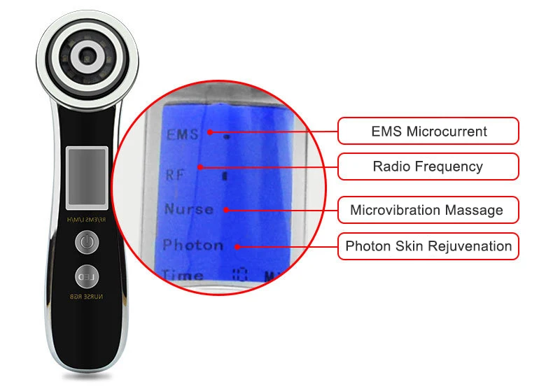 RF Устройство для красоты лица микропоток EMS инструмент для ухода за кожей светодиодные цветные огни омоложение микро вибрационный массаж уменьшение морщин
