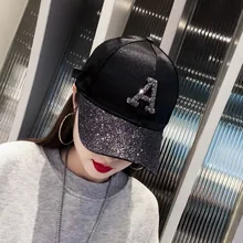 Hats For Women Sequined Rhinestone A Letter Baseball Cap 2021 Spring Adjustable Brand Ladies Cap Summer Sunscreen Sun Hat Girl