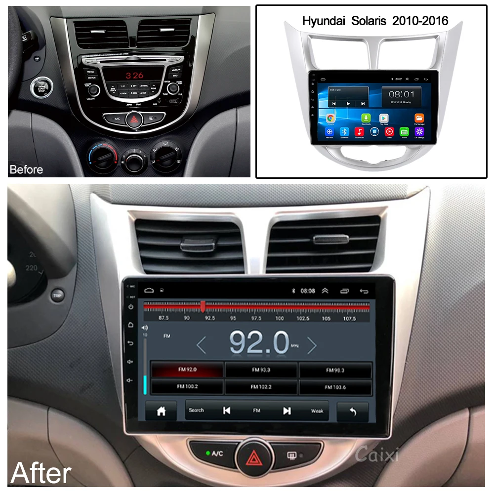 Автомобильный мультимедийный плеер CAIXI RAM 2G 2Din Raido Android 9 0 для Hyundai Solaris 1 2010 2016