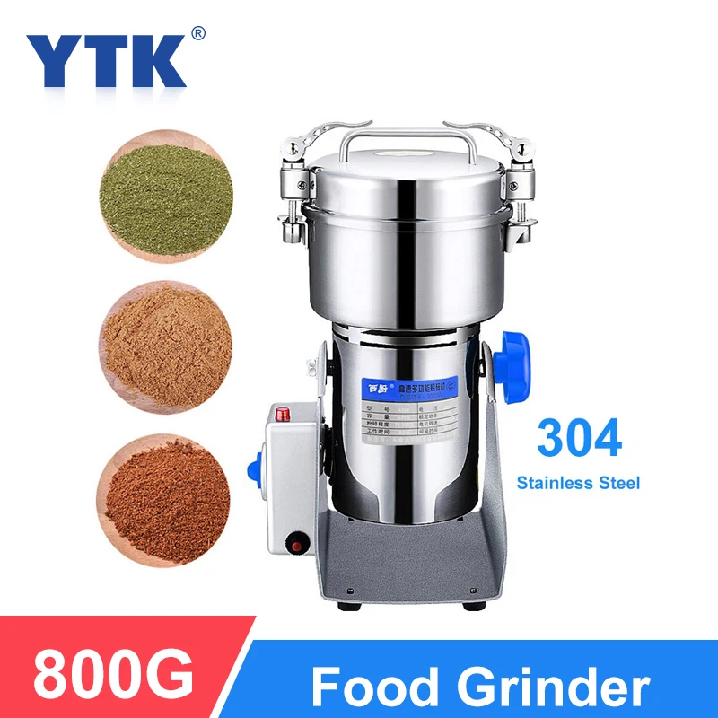 YTK 800 г кофемолка из нержавеющей стали для сухих продуктов мельница перемалывания