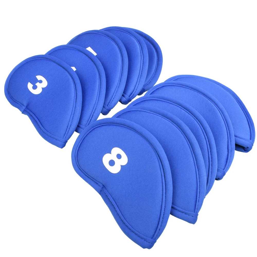 Cubiertas protectoras de hierro para palos de Golf, accesorios para palos de Golf, color negro, rojo y azul, 10 unidades por juego