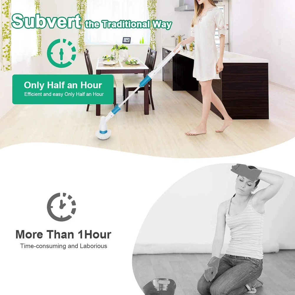 US $24.24 Electric Cleaning Brush MultiFunctional Adjustable Waterproof Cleaner Wireless Charging Bathroom Bathtub Kitchen Cleaning Tools