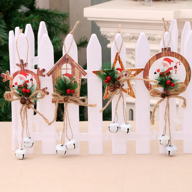 

Christmas Decoration Pendants Outside Xmas Tree Hanging Ornament Santa Claus Snowman Bell for Home Decor