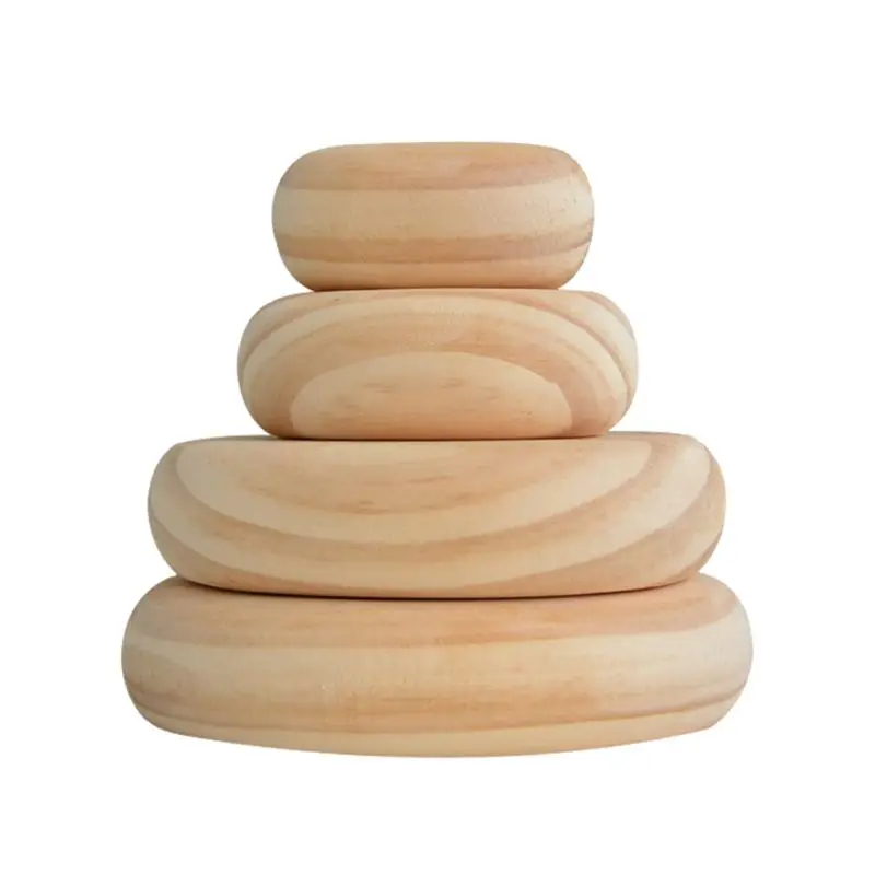 

Children Wooden Rainbow Flat Stone Stacking Game Building Block Educational Toy