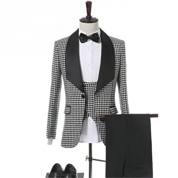 

Groom Tuxedos Suits Shawl Custom Made Wedding Men Groomsmen Gqer 3 Pieces Single Breasted Regular( Jacket+Vest+Pants+Tie ) E167