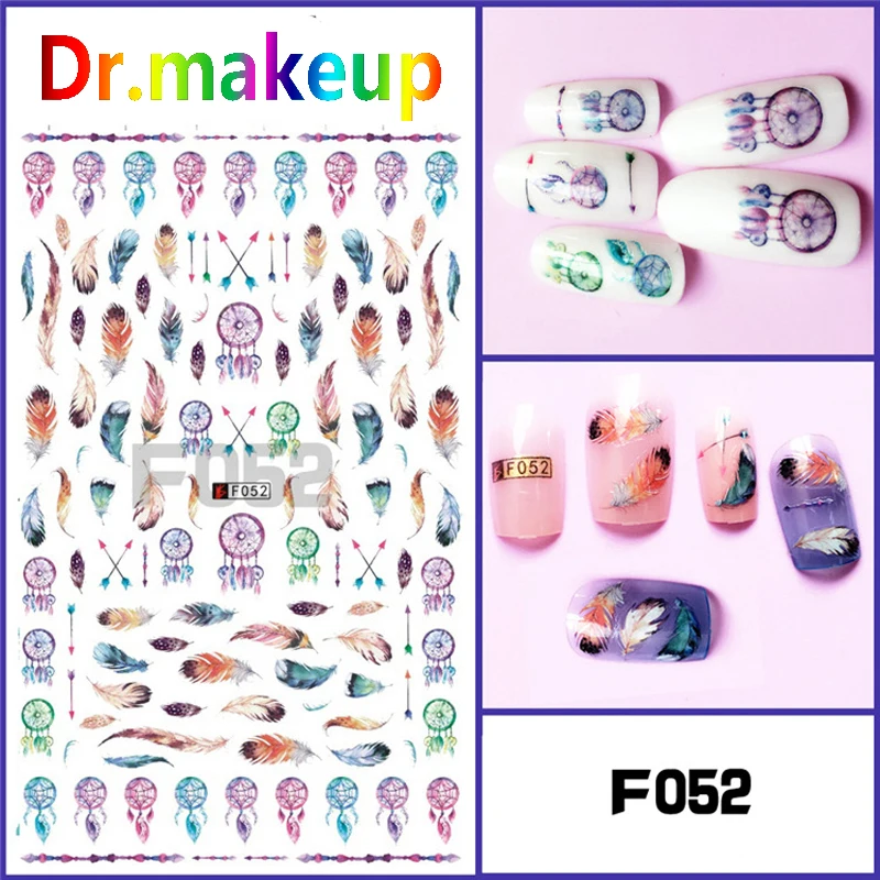 

Dr.makeup 1Sheet 3D Feather Water Transfer Nail Stickers DIY Dreamcather Swan Sliders Wraps for Nail Manicure Nail Art Decals