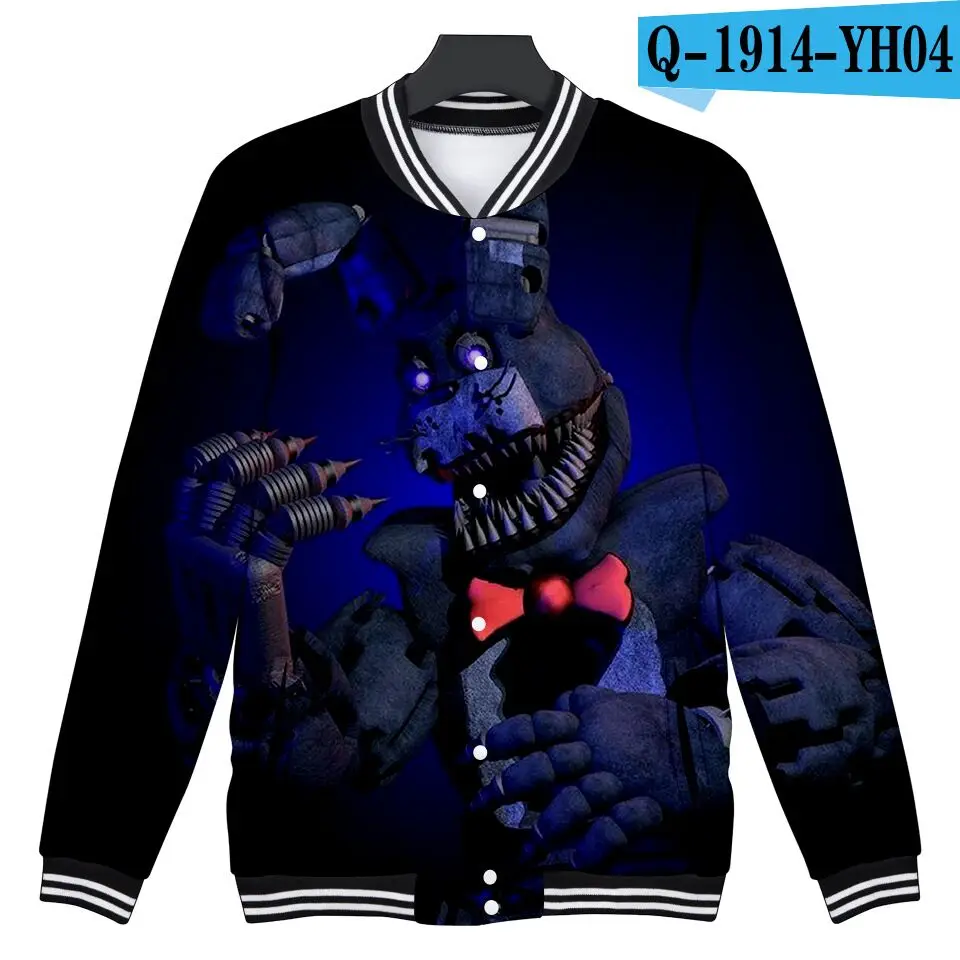 Бейсбольные куртки с 3D принтом Five Nights at Freddy модные повседневные куртки для детей/женщин/мужчин Лидер продаж года, модная уличная одежда - Цвет: color at picture