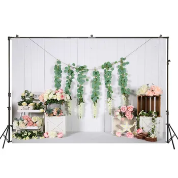 

HUAYI Wonderful Green Plants With Romantic Floral Flowers Decoration Backdrop For Girls Birthday Party Photoshoot Props W-4334