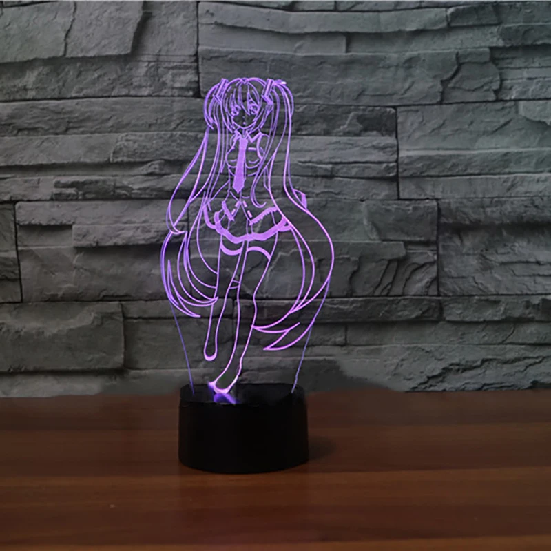 Table Lamp Cute Girl LED Night Light 3D Anime Characters USB 7 Colors Atmosphere Touch Button Light Fixture Children Best Gifts
