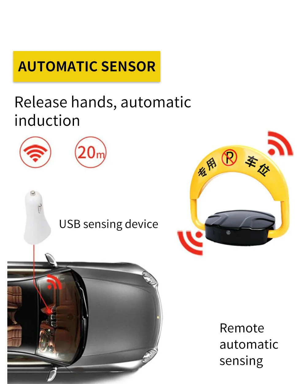He65211d0a6a64a9abd0c64a4665e8cb7N Automatic Parking Barrier for Dedicated Space Remote Control Sensor Car Lock Block Safety Anti Blocker Mallzona