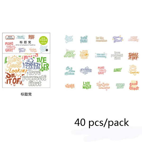 E Colorful English Letter Stickers Handmade Journal Life Log Decoration Lable Cartoon Girl Series Kawaii Stickers For the Diary - Цвет: E