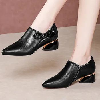 

Women Spring Summer Shoes Women Genuine genuine Leather Pointed Toe Butterfly-knot Pumps Dancing Shoes Woman
