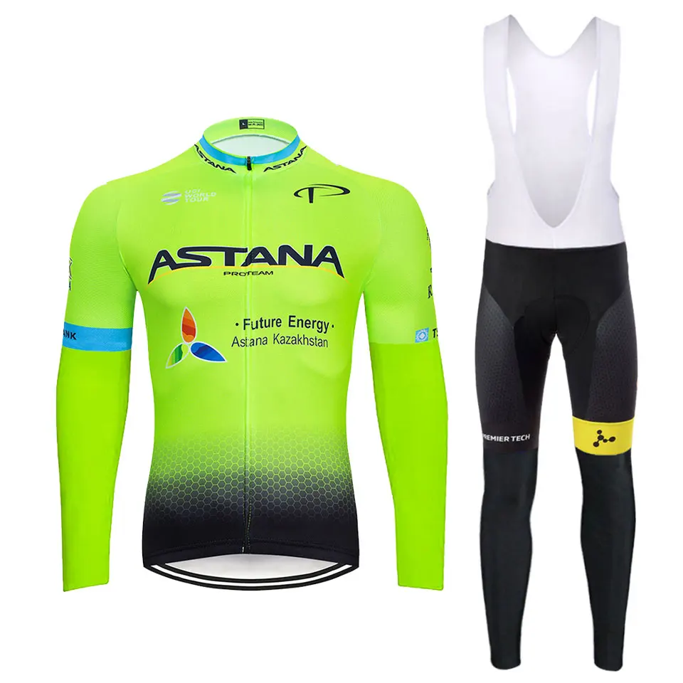 Черный астана Велоспорт Джерси 9D pad велосипед брюки набор MTB Ropa Ciclismo термальный весна осень Би Велоспорт Майо брюки - Цвет: 15