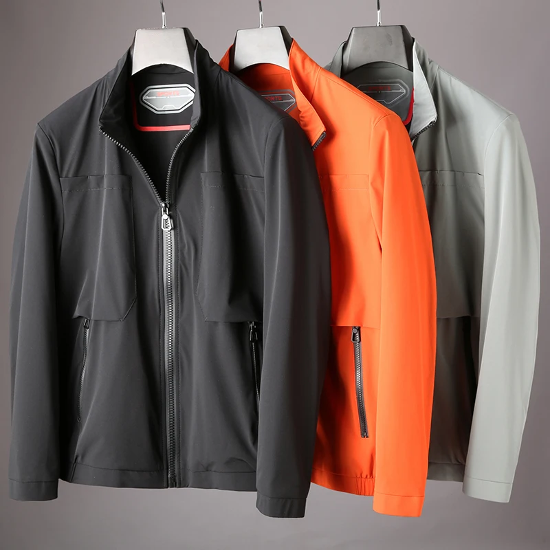 

JSBD Men's fashionable jacket windbreakerbusiness men's regular coat zipper casual sport coat large size