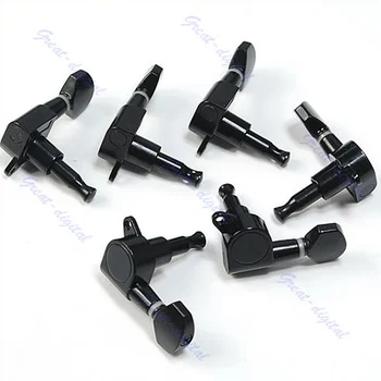 

Black Inline Guitar String Tuning Pegs Tuners Machine Head 6L Left