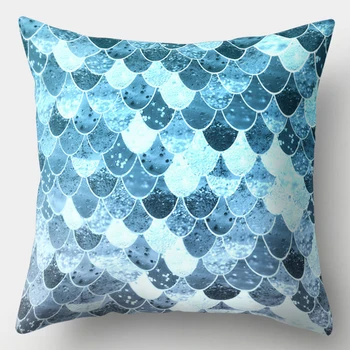 

Fish Scales Home Square Pillow Cover Cushion Living Room Decorative Pillow Case Throw Sofa