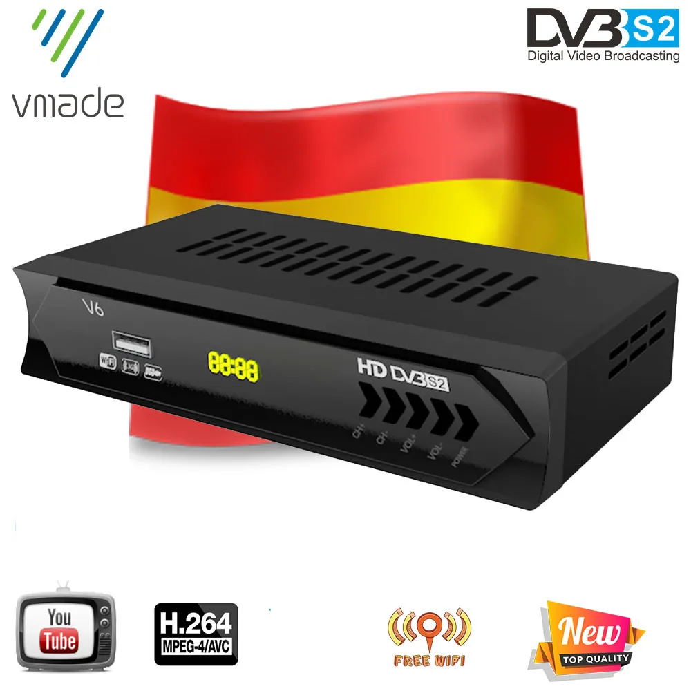 Спутниковый ТВ приемник Vmade DVB S2 HD цифровой тюнер с поддержкой Европы USB WIFI