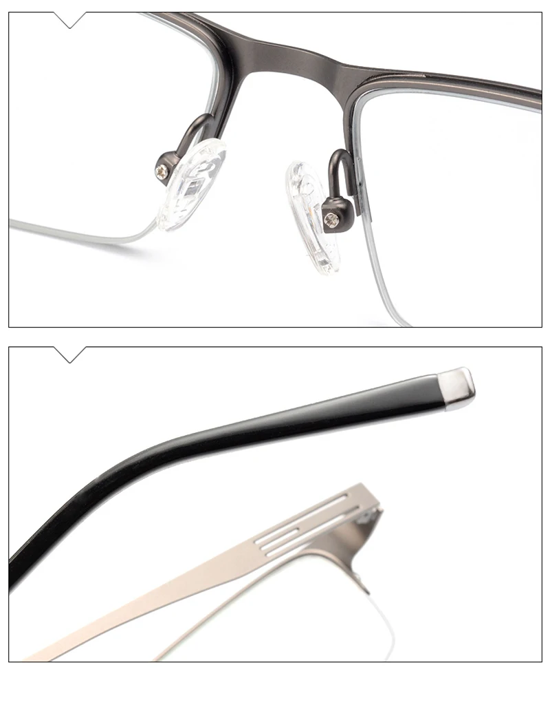 Бизнес Мужчины Анти-синий луч фотохромные очки оправа половина бесконтактная оптическая рамка очки по рецепту очки