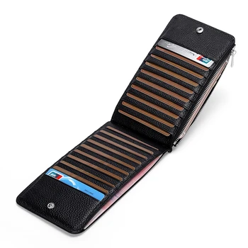 

NEW Men Credit Card Holder Genuine Leather ID Card Case Bank Wallet Large Capacity Clutch Phone Bag Hasp Cowskin Card Purse