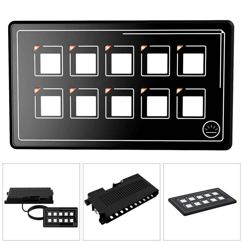 

1x DC 11-30V 10-position Button Switch Panel + Bluetooth-APP Control Ultra-thin 5MM PET Film Touch Screen With LED Backlight