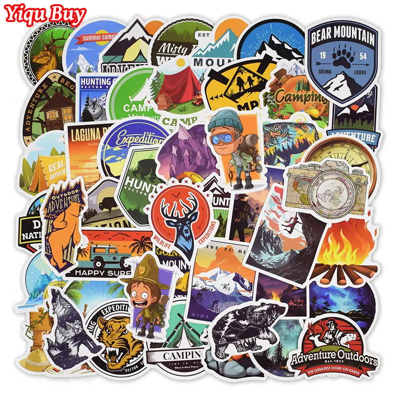 

50 Pcs Outdoor Adventure Stickers for Laptop Car Motorcycle Skateboard Fridge Suitcase Bike Bumper Decal Waterproof PVC Stickers