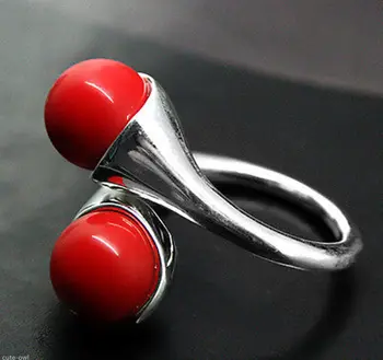 

Hot sale new Style Women's Natural Red 925 Solid Sterling Silver Ring Sz adjustab