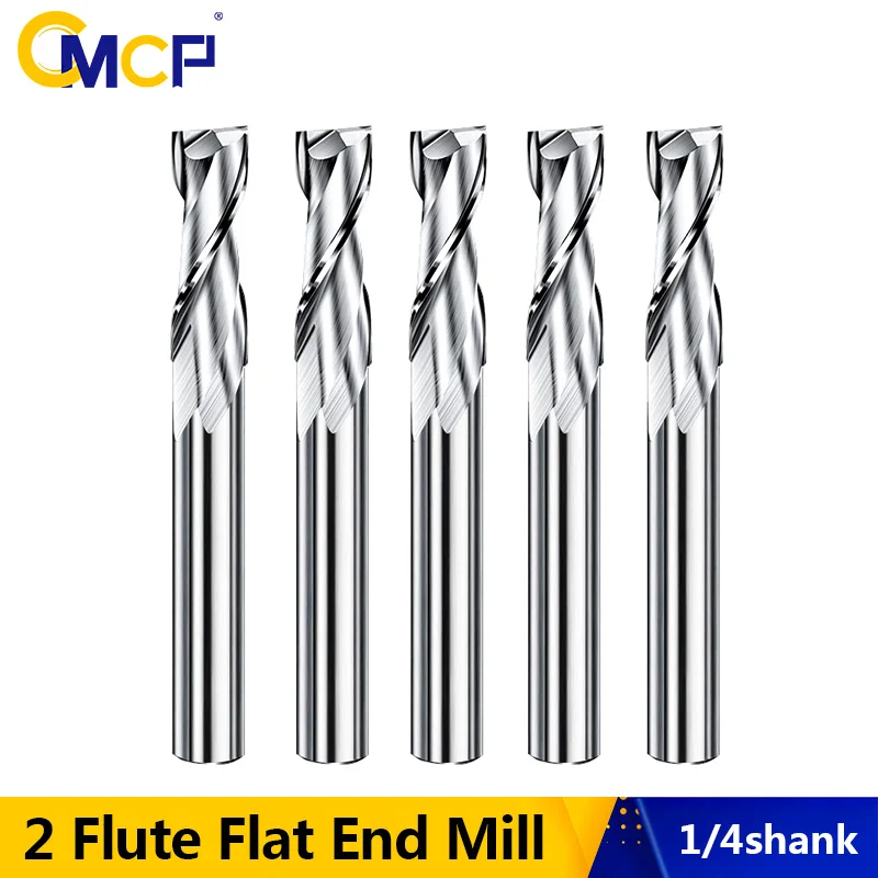 

CMCP 1/4 Shank Milling Cutter 2 Flute Flat End Mill Tungsten Carbide Engraving Bit CNC Machine Milling Tool Up Cut Router Bit