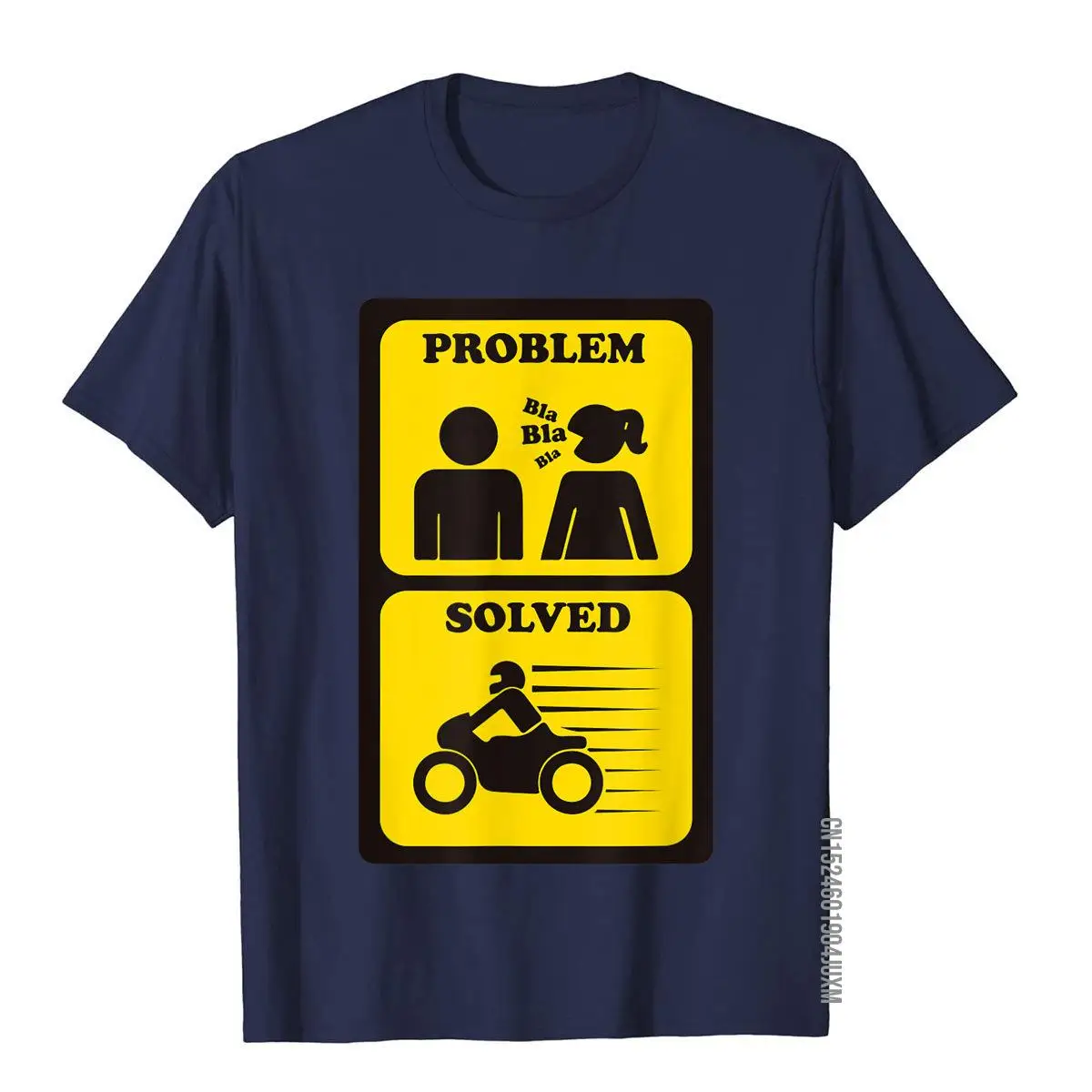 Mens Funny Motorcycle T Shirt Problem Solved Biker Gift Tee Men__97A84navy