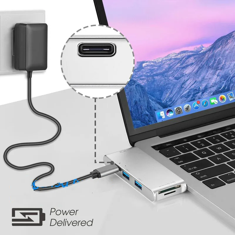 Концентратор Basix типа C к HDMI 4K USB 3,0 концентратор адаптер SD, TF, USB кардридер type C зарядный концентратор для MacBook huawei P20 USB C концентратор