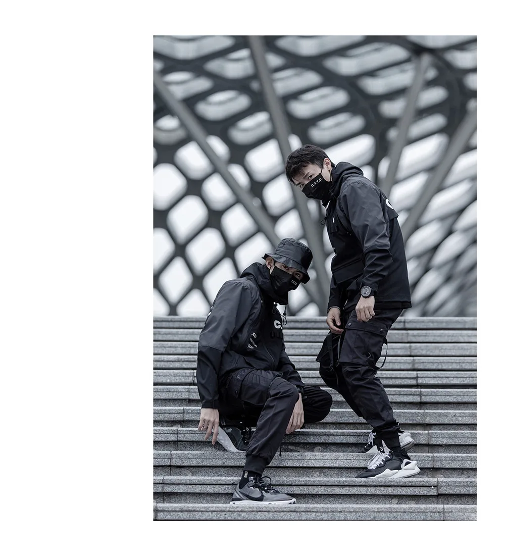 Светоотражающие Techwear Марка NEW FASHION Hi Street десант Для мужчин, спортивные штаны для бега черный гранж