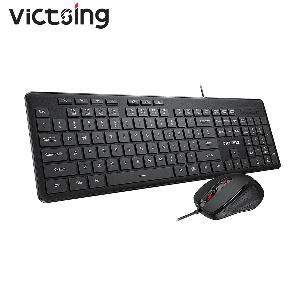 VicTsing PC246 Проводная клавиатура и мышь комбо 7 мультимедийных клавиш 204 колпачки
