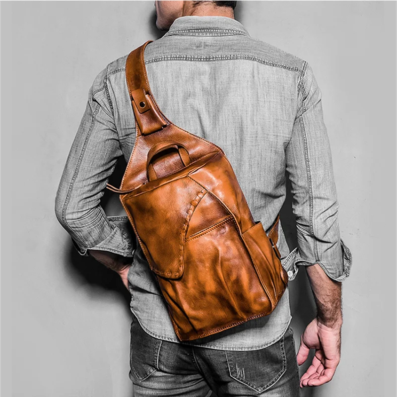 Винтажная сумка из натуральной кожи мужская bolsas слинг нагрудная для мужчин через