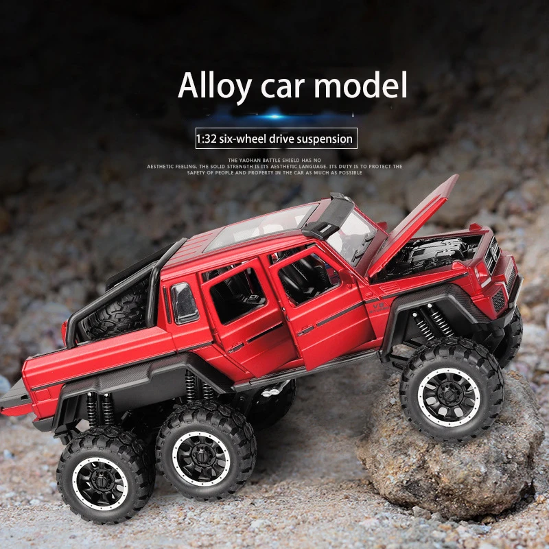 1:32 G63 джип шестиколесный внедорожный сплав модель автомобиля металлическая игрушка сплав автомобиля освещение аудио детские игрушки подарки
