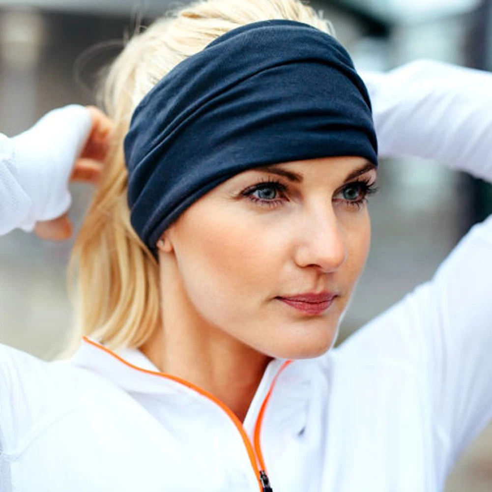 Nuove donne ampio Sport Yoga fascia per capelli fascia per capelli elastica solida fascia per capelli in esecuzione turbante testa avvolgere sciarpa accessori per capelli