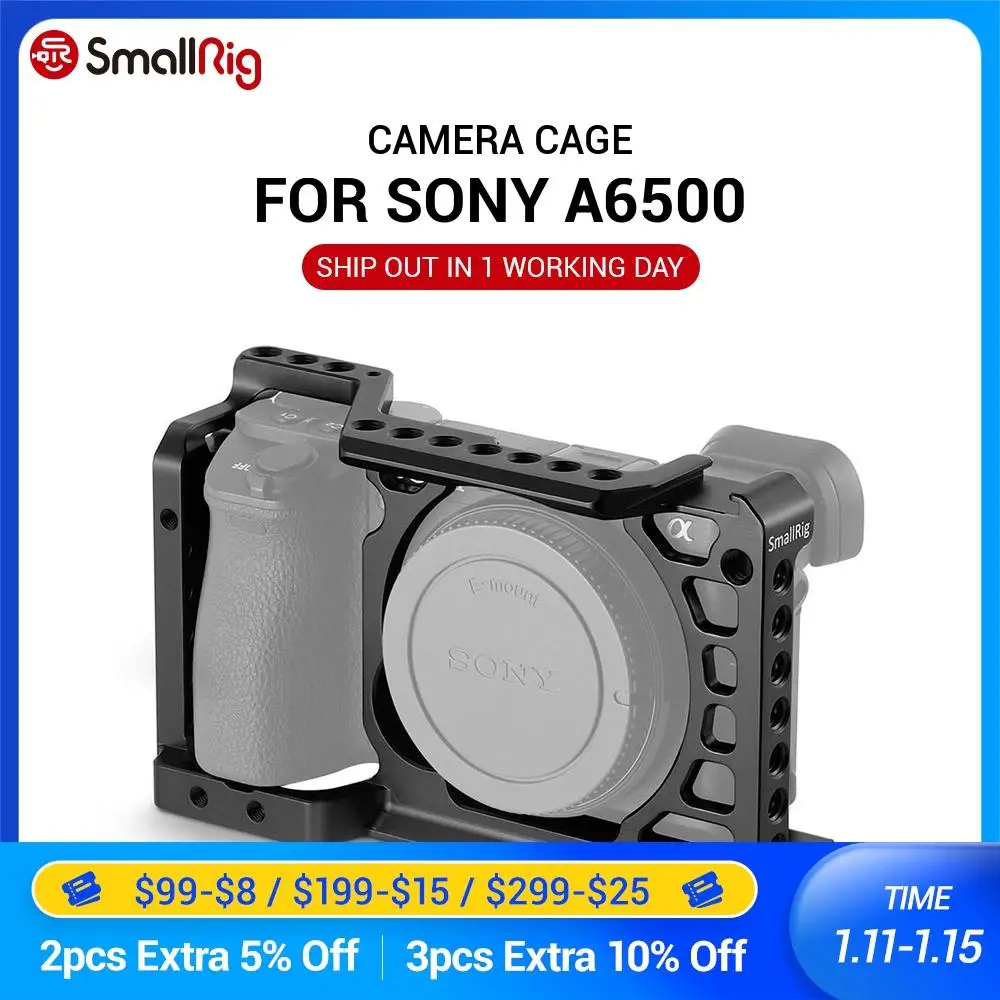 SmallRig Dslr камера Rig клетка для Sony A6500 /A6300 из алюминиевого сплава W/ Arca швейцарская QR