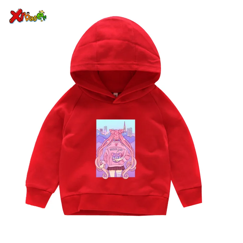 Kids Hoodies Толстовки для девочек хлопковые свитера для малышей Забавные футболки детская белая футболка с Сейлор Муном футболка детская одежда для маленьких девочек - Цвет: Kids Hoodies