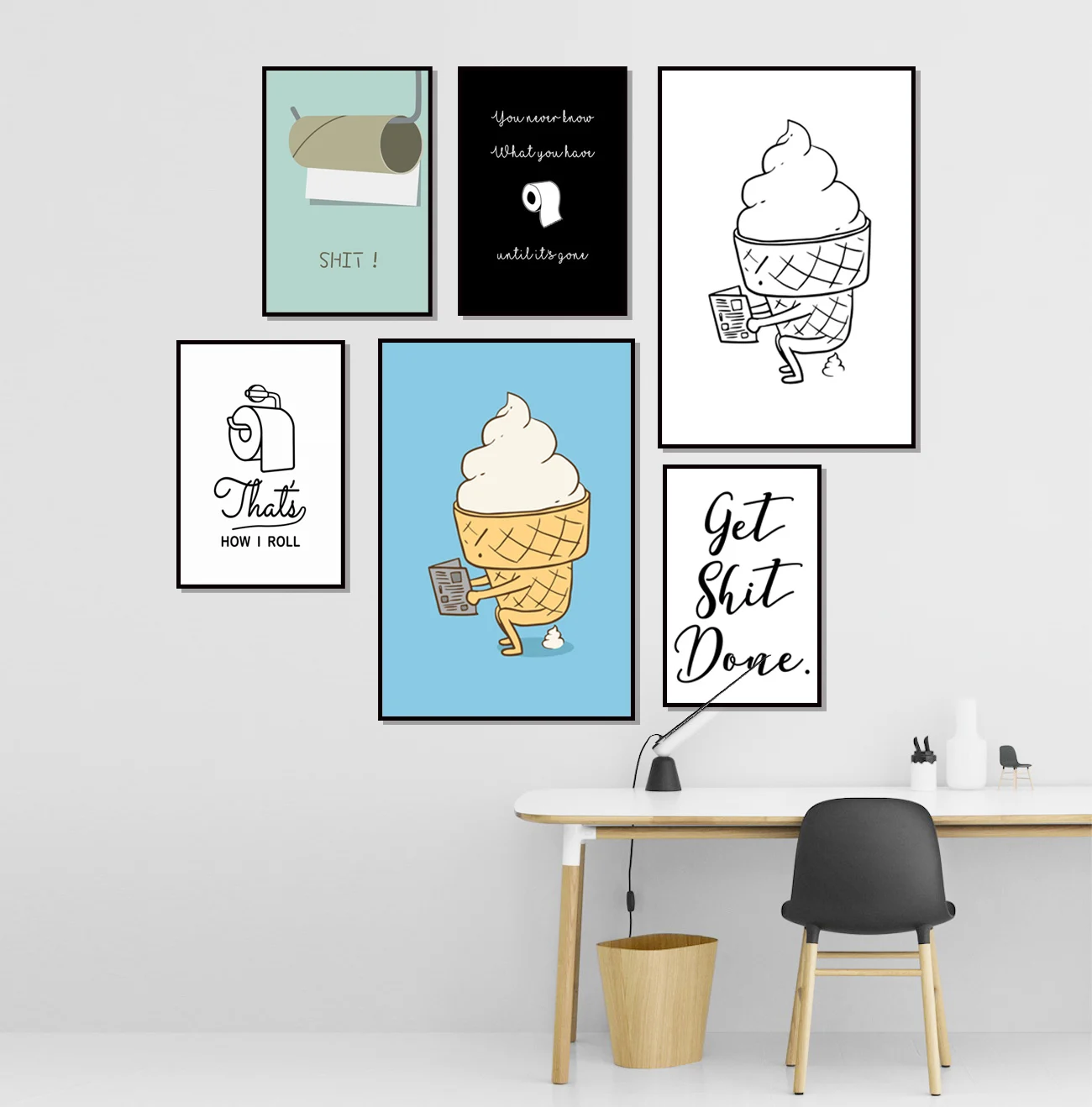 Забавное мороженое табурет водонепроницаемые чернила без рамы Картина на холсте