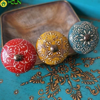 

1 pc 3 colors Ceramic Knob Dresser Knobs gold Blue Cabinet Pulls Knobs Unique Kitchen Door Handle Knob Furniture Hardware