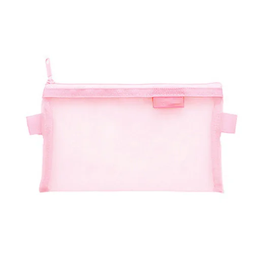 Large pink 1 шт. Простой Прозрачный сетчатый пенал органайзер для хранения пеналы для ручек Пенал-Сумочка пенал школьные принадлежности Kawaii канцелярские принадлежности - Цвет: Large pink