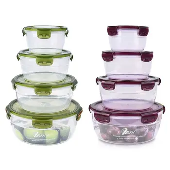 

4 Pcs Food Storage Container with Lid Kitchen Microwave Office School Lunch Box H37F