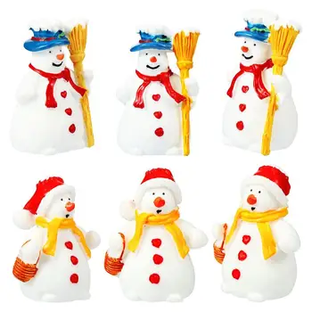 

6 PCS Christmas Theme Snowman Exquisite Miniature Ornaments Resin Rustic Beautiful Craft Ornaments Embellishments Decoration