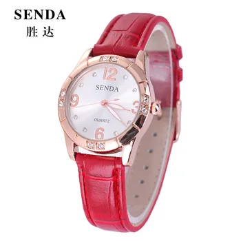 

SENDAS Fashion Casual Quartz Diamond Wrist Watch Women Student Rhinestone Waterproof Leather Strap Lady Watches Relogio Feminino