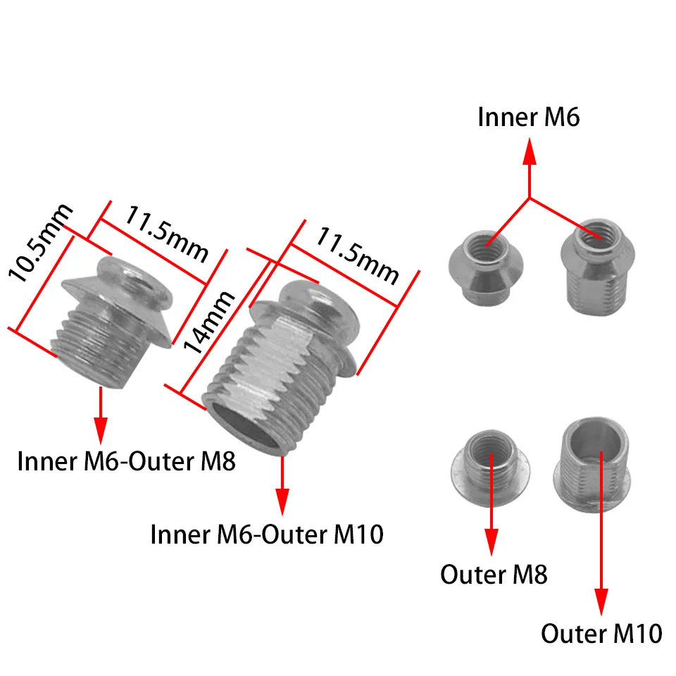 2 шт. внутренний M6 для OuterM8 разъем Внутренний M6 к наружной M10 В комплект поставки входит адаптер шланг s-образный LED-светильник адаптер кронштейн для лампа «сделай сам» свет