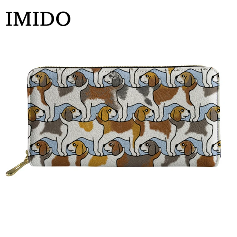 IMIDO кошелек женский мультфильм биглс собака печать кожаные кошельки Дамский Длинный клатч телефон кошелек сумка для хранения Кошелек наличные сумки Carteira - Цвет: WLL205Z21