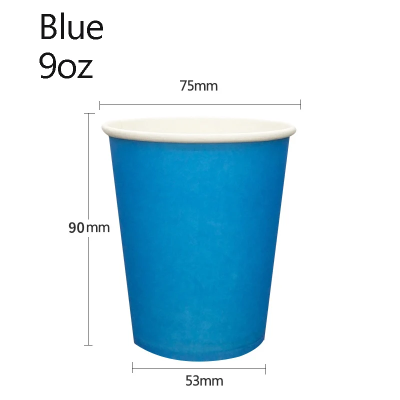 GIEMZA 9 унций бумага одноразовые стаканчики белый 20 шт красный синий Compostable цветные эко вечерние воды или кофейная чашка без держатель крышек - Цвет: Синий