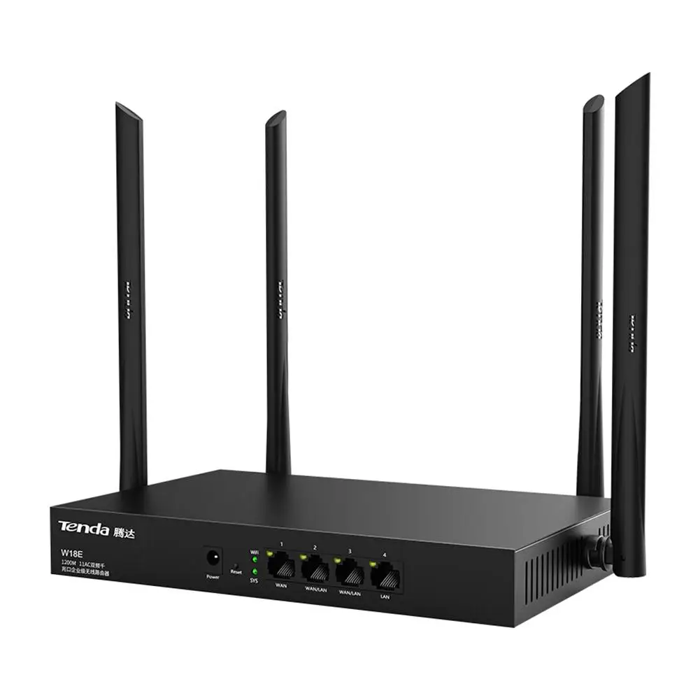 Wi-Fi-роутер Tenda W18E 2 4/5 ГГц 1167 Мбит/с 4 антенны с высоким коэффициентом усиления |