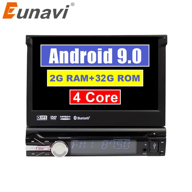 $US $186.26  Eunavi Universal 1 din 7'' Android 9.0 car radio dvd player stereo Quad core 1din gps navigation st