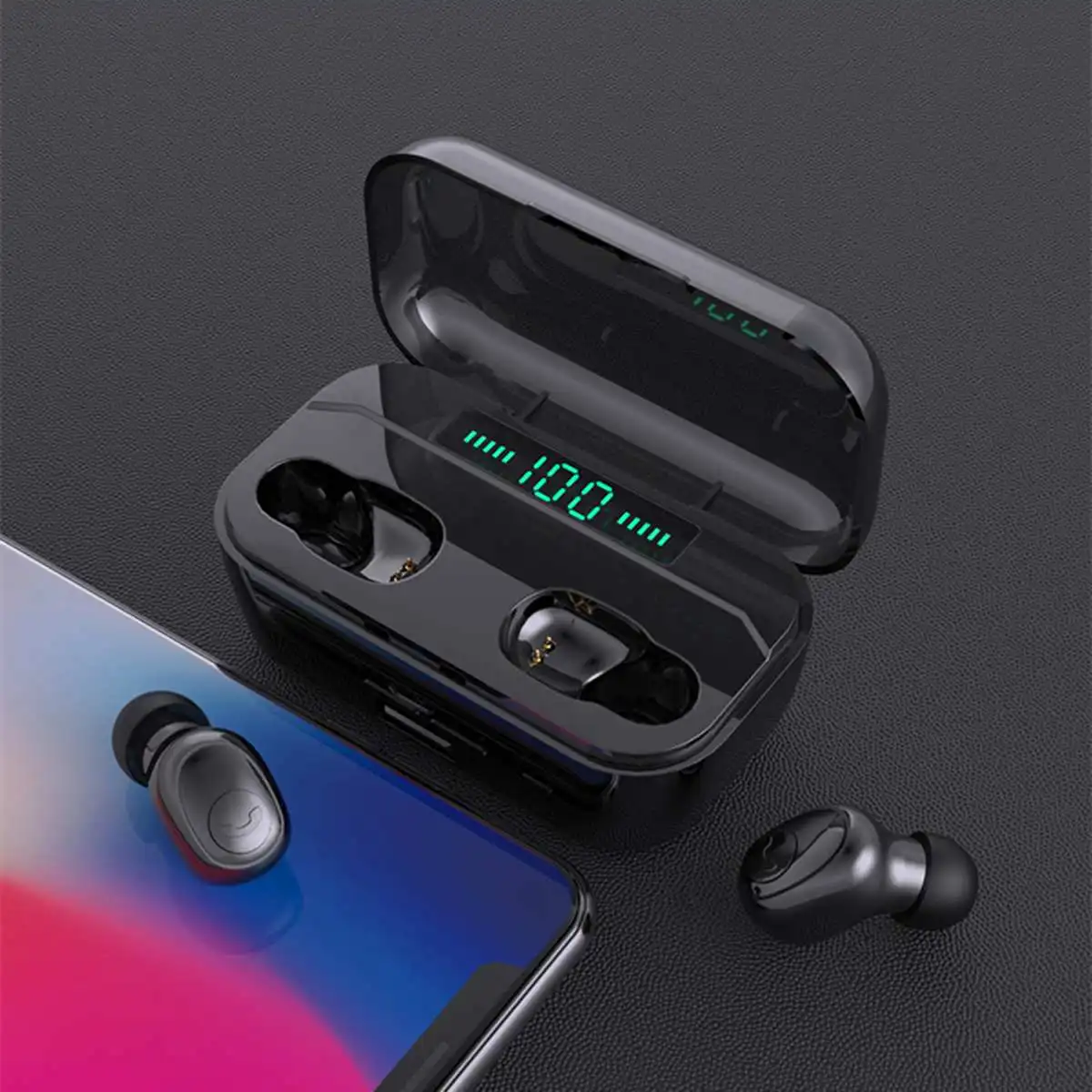 G6s bluetooth 5,0 наушники светодиодный дисплей TWS Ture беспроводные стерео мини наушники IPX7 водонепроницаемые спортивные 2200/3500 мАч наушники - Цвет: G6S LCD TWS (Black)