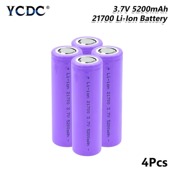 

HOT SALE 20A Li-ion Battery 3.7v 5200mah High Drain Lithium 21700 Battery 20a Rechargeable Vape Cell For Led Light 1/2/4 Pcs